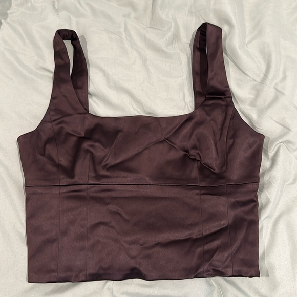 Aritzia Tops - Aritzia Wilfred satin brown crop top